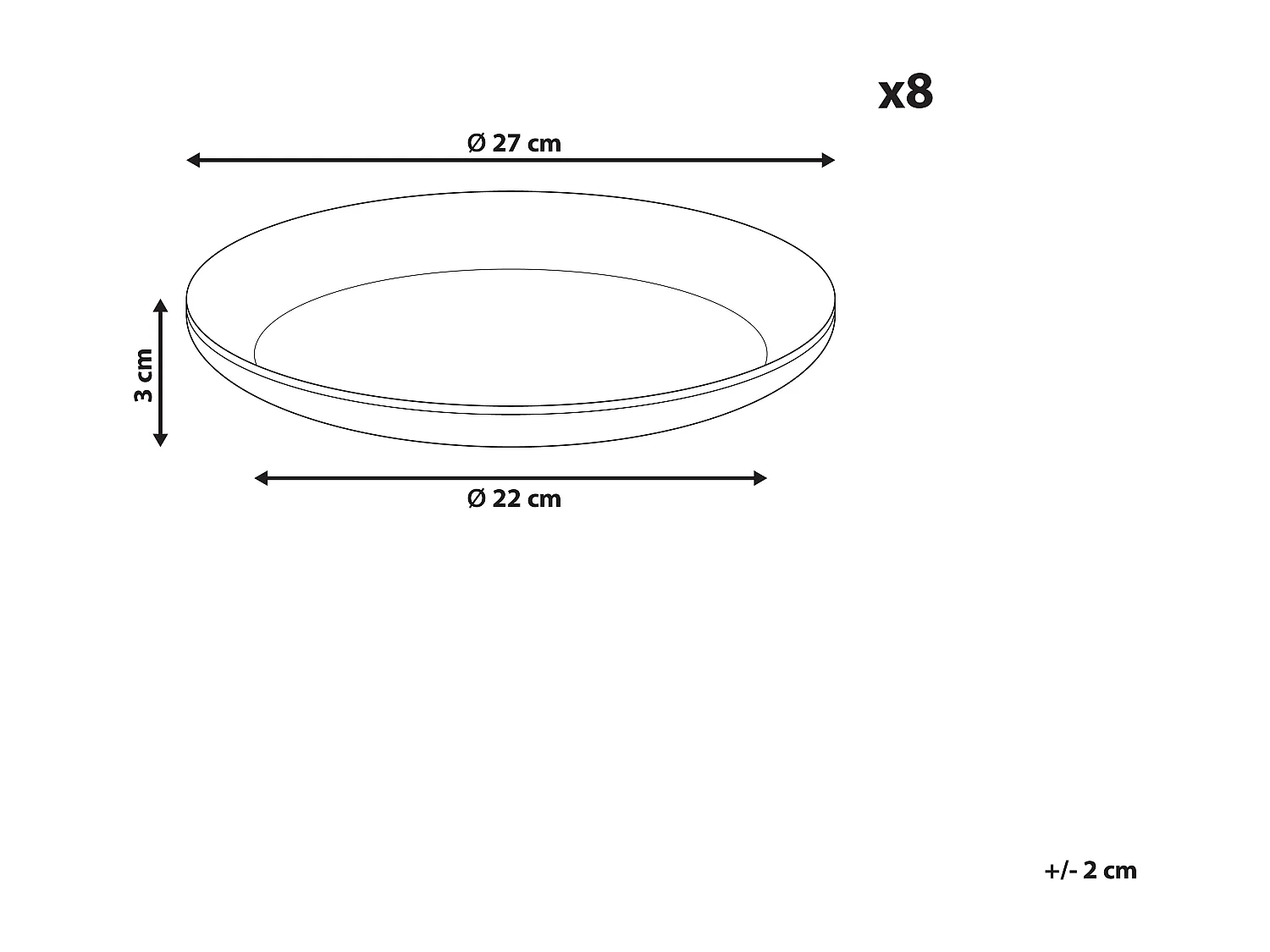 Set van 8 dinerborden COSTMARY Steengoed Grijs