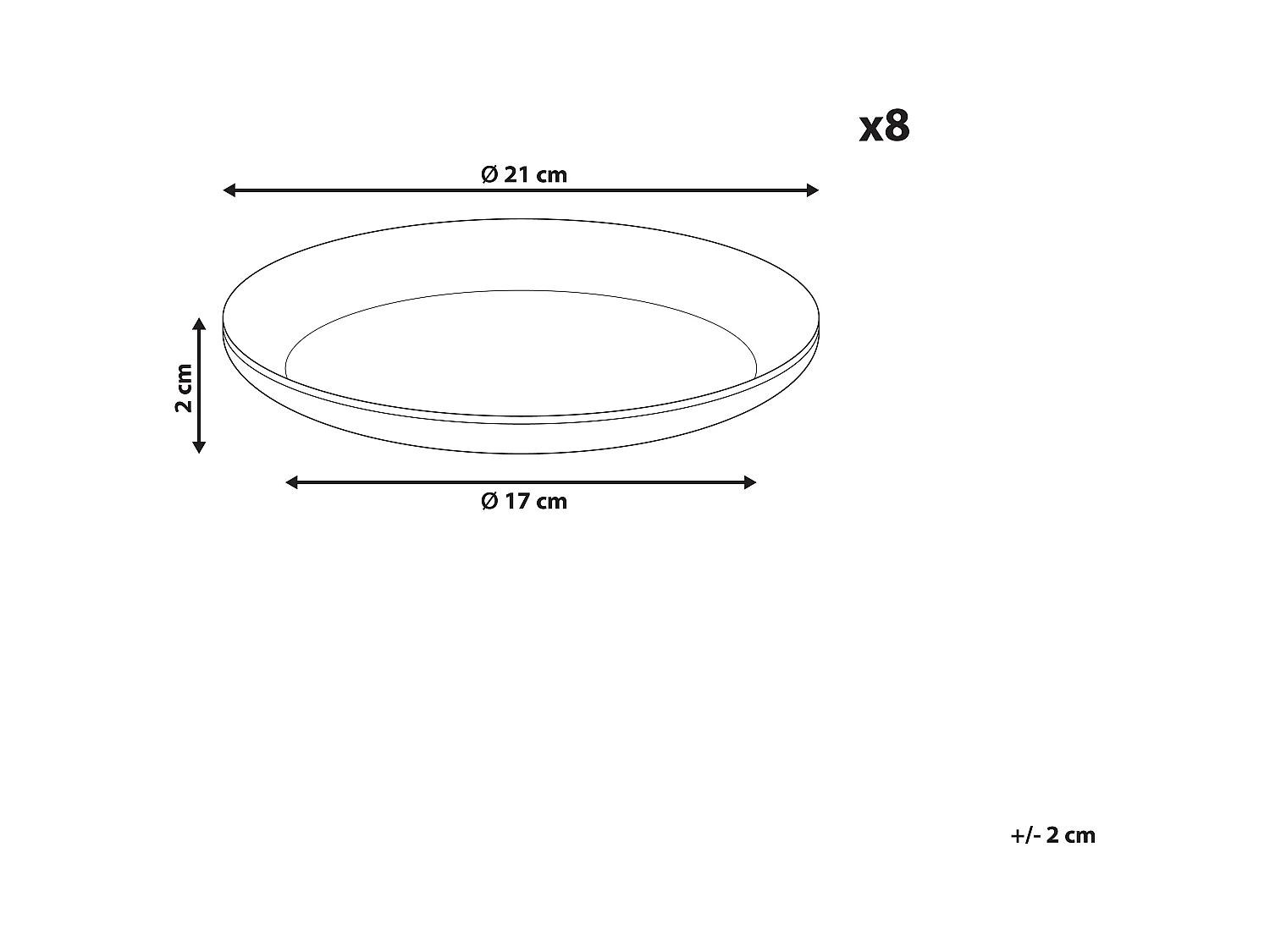 Lot de 8 assiettes à dessert COSTMARY Grès Gris