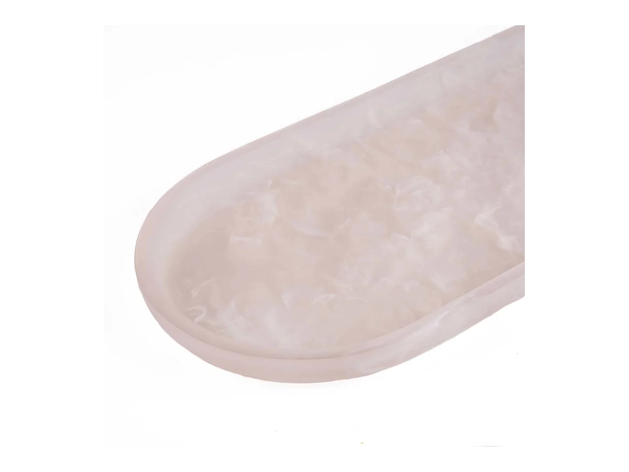 L'Assiette Ovale En Résine - Rose Blanc