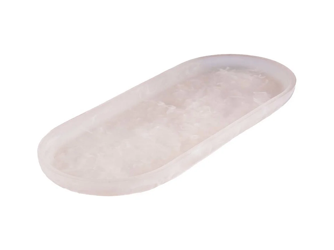 L'Assiette Ovale En Résine - Rose Blanc