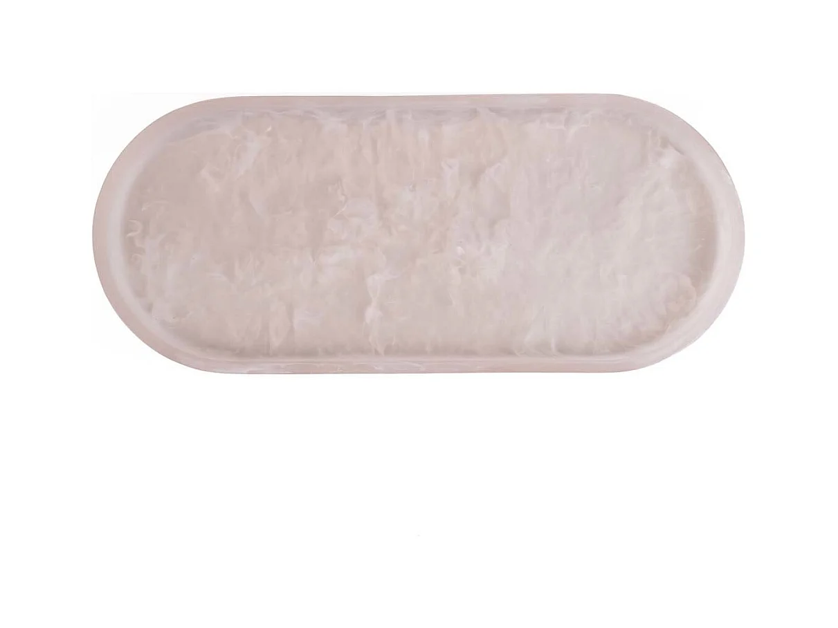 L'Assiette Ovale En Résine - Rose Blanc