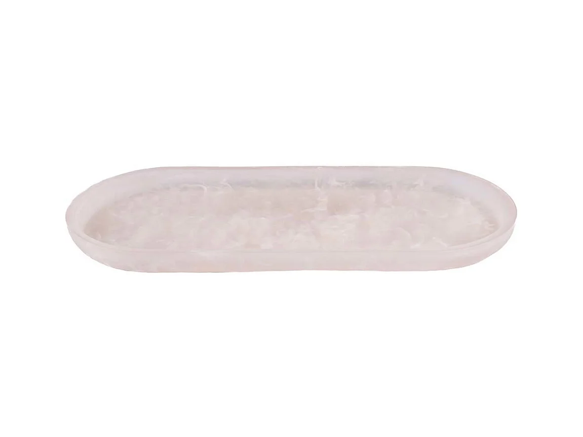 De Resin Oval Bord - Roze Wit