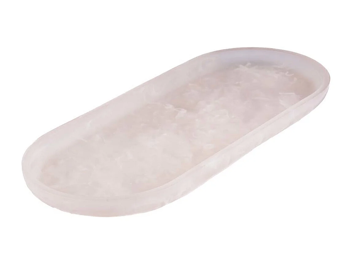 L'Assiette Ovale En Résine - Rose Blanc