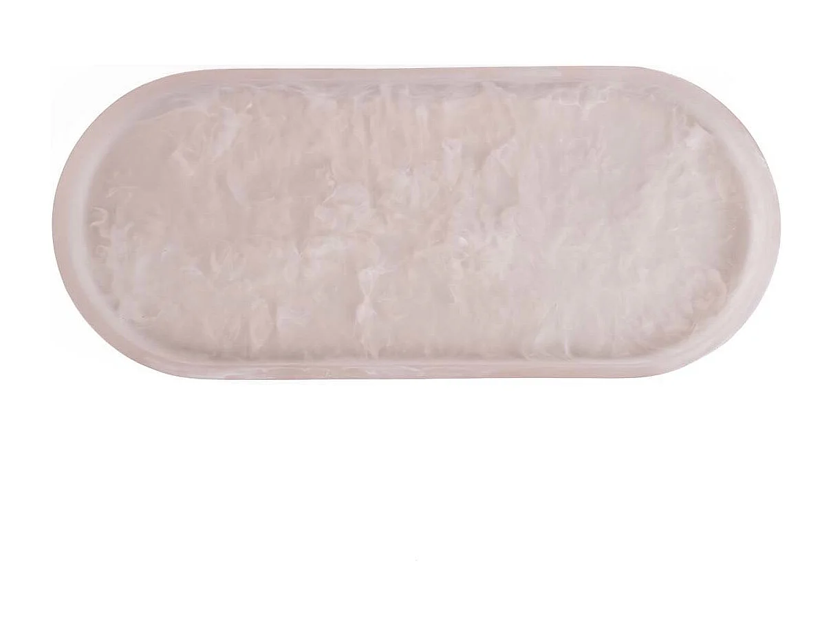 L'Assiette Ovale En Résine - Rose Blanc