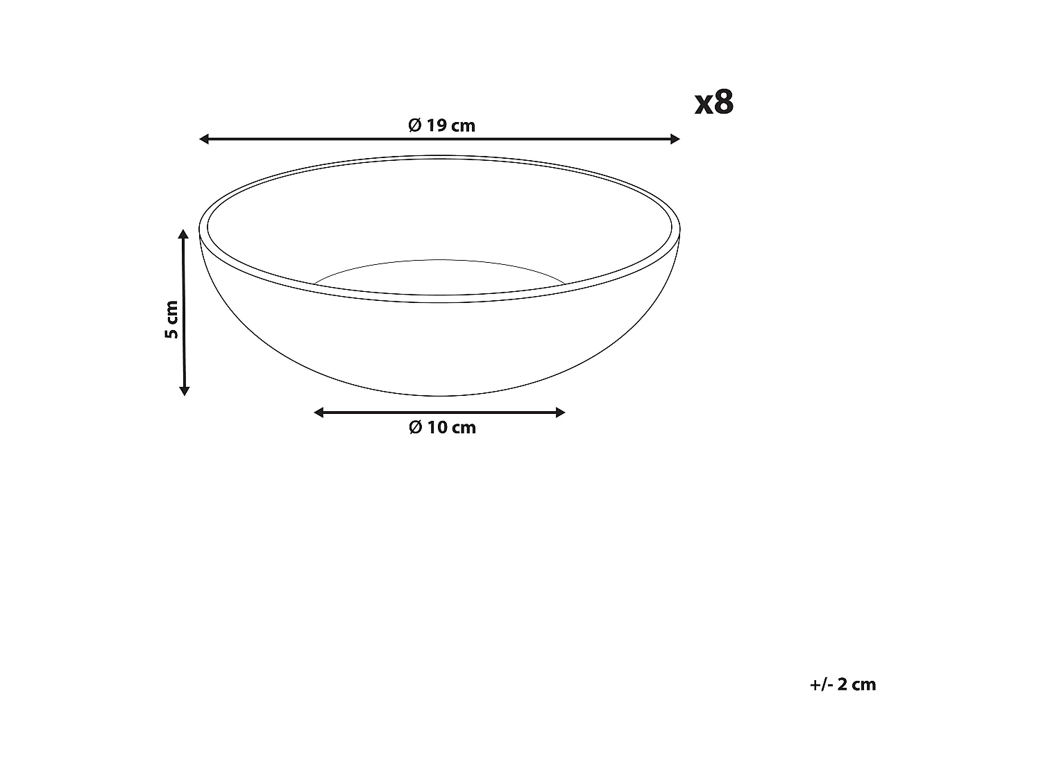 Set di 8 piatti fondi COSTMARY Gres porcellanato Grigio