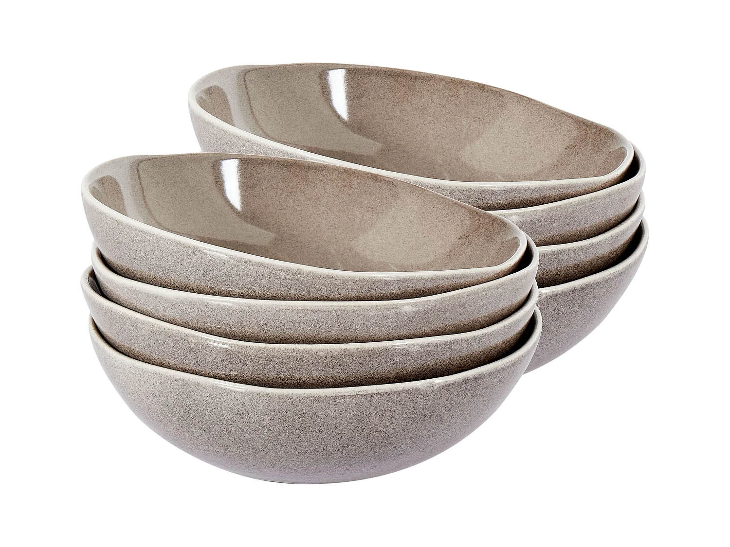 Lot de 8 assiettes creuses COSTMARY Grès Gris