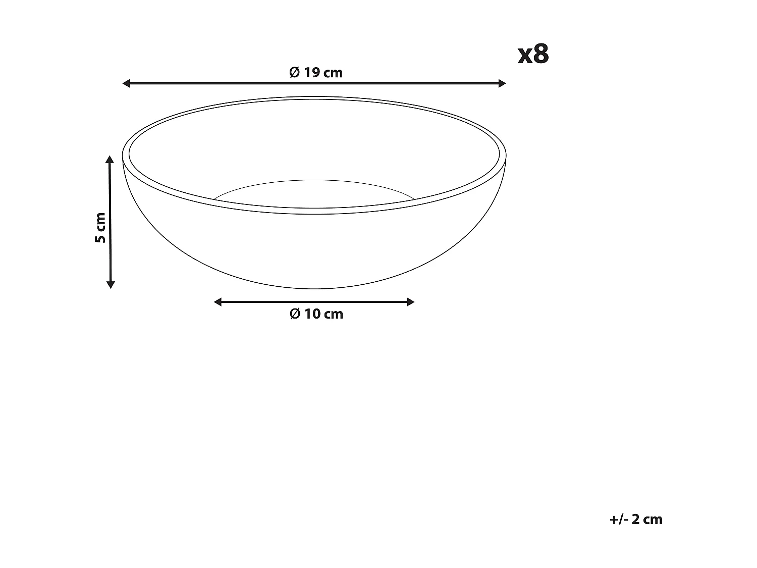 Lot de 8 assiettes creuses COSTMARY Grès Gris