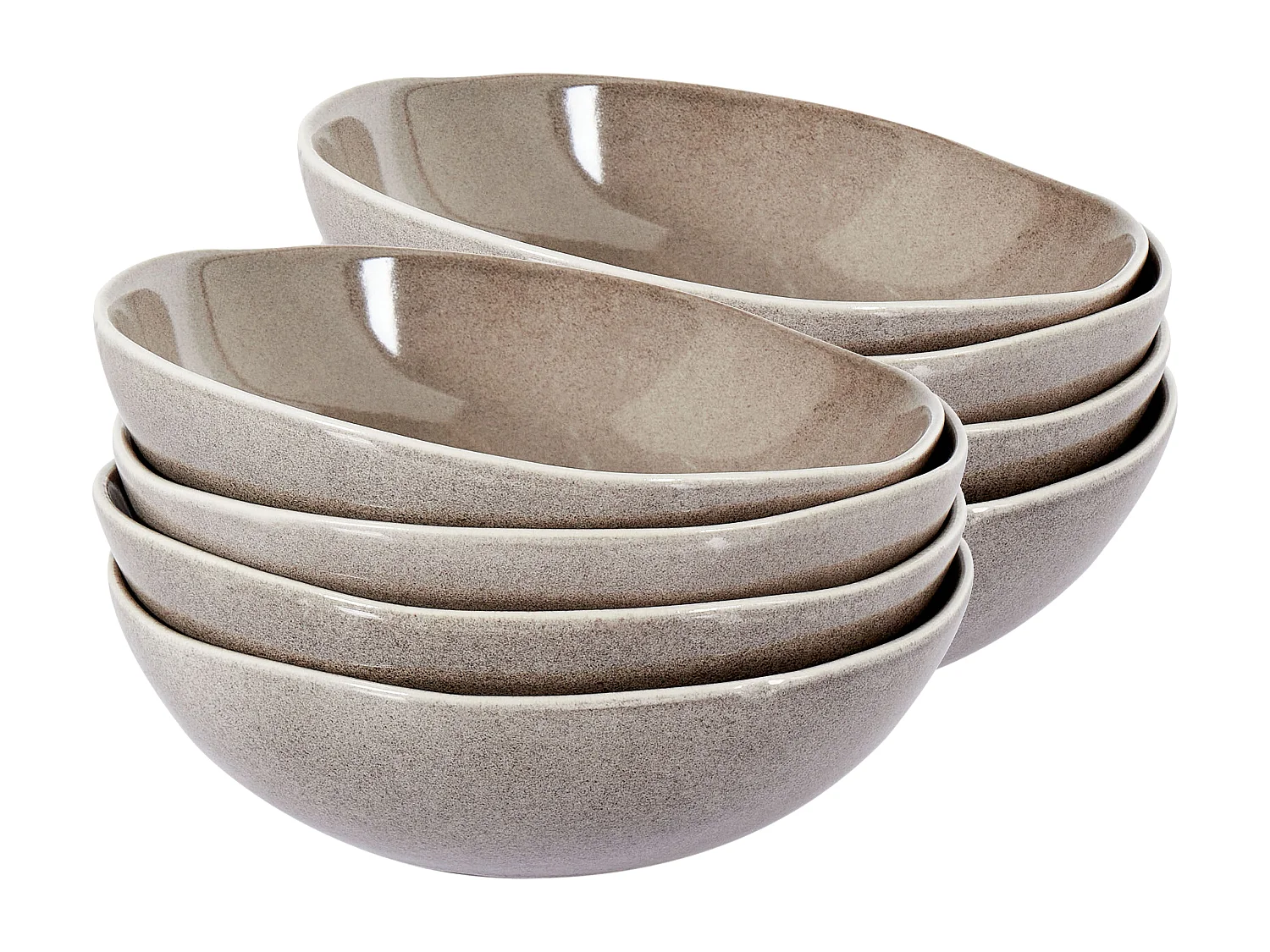 Lot de 8 assiettes creuses COSTMARY Grès Gris