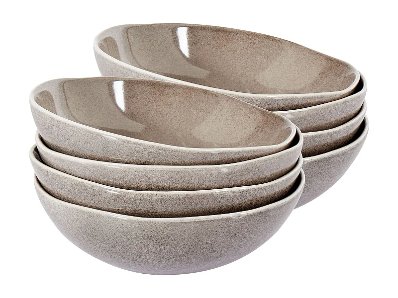 Lot de 8 assiettes creuses COSTMARY Grès Gris