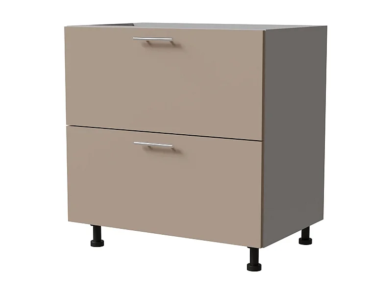 SCHUBLADENUNTERSCHRANK Brerra D2A/80 Korpus grau / Front RAL 1019 graubeige Matt 80 / 50 / 82 cm Schubladensystem HETTICH InnoTech Atira