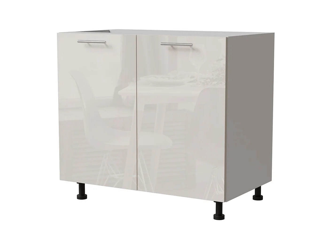 KÜCHENUNTERSCHRANK Brerra D11/90 Korpus weiß / Front RAL 9001 creme Hochglanz 90 / 50 / 82 cm