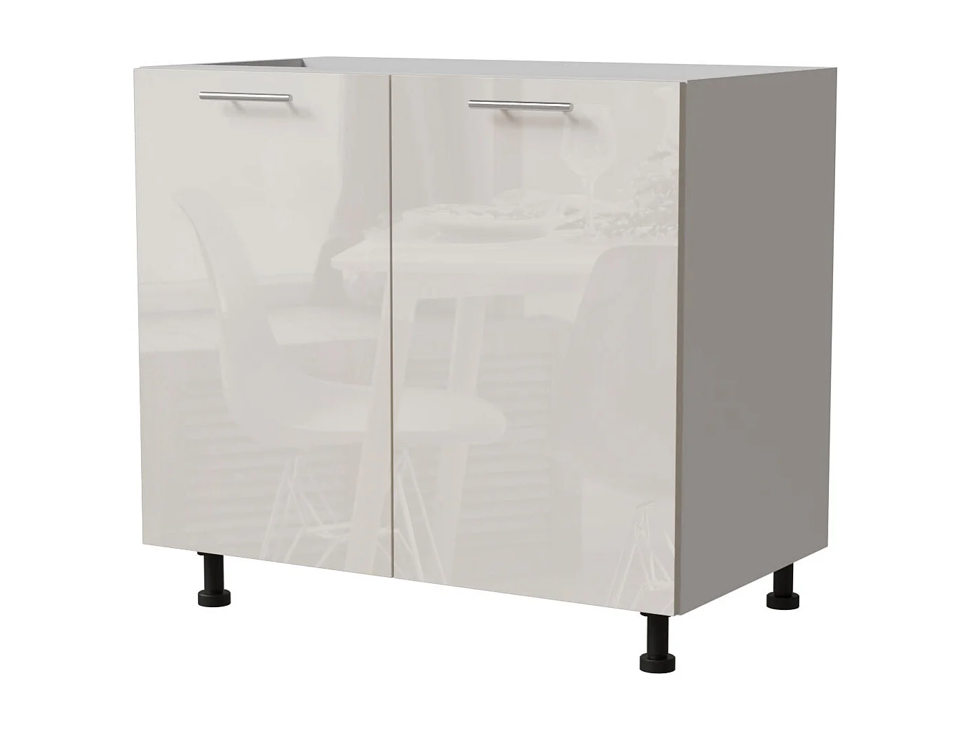 KÜCHENUNTERSCHRANK Brerra D11/90 Korpus weiß / Front RAL 9001 creme Hochglanz 90 / 50 / 82 cm