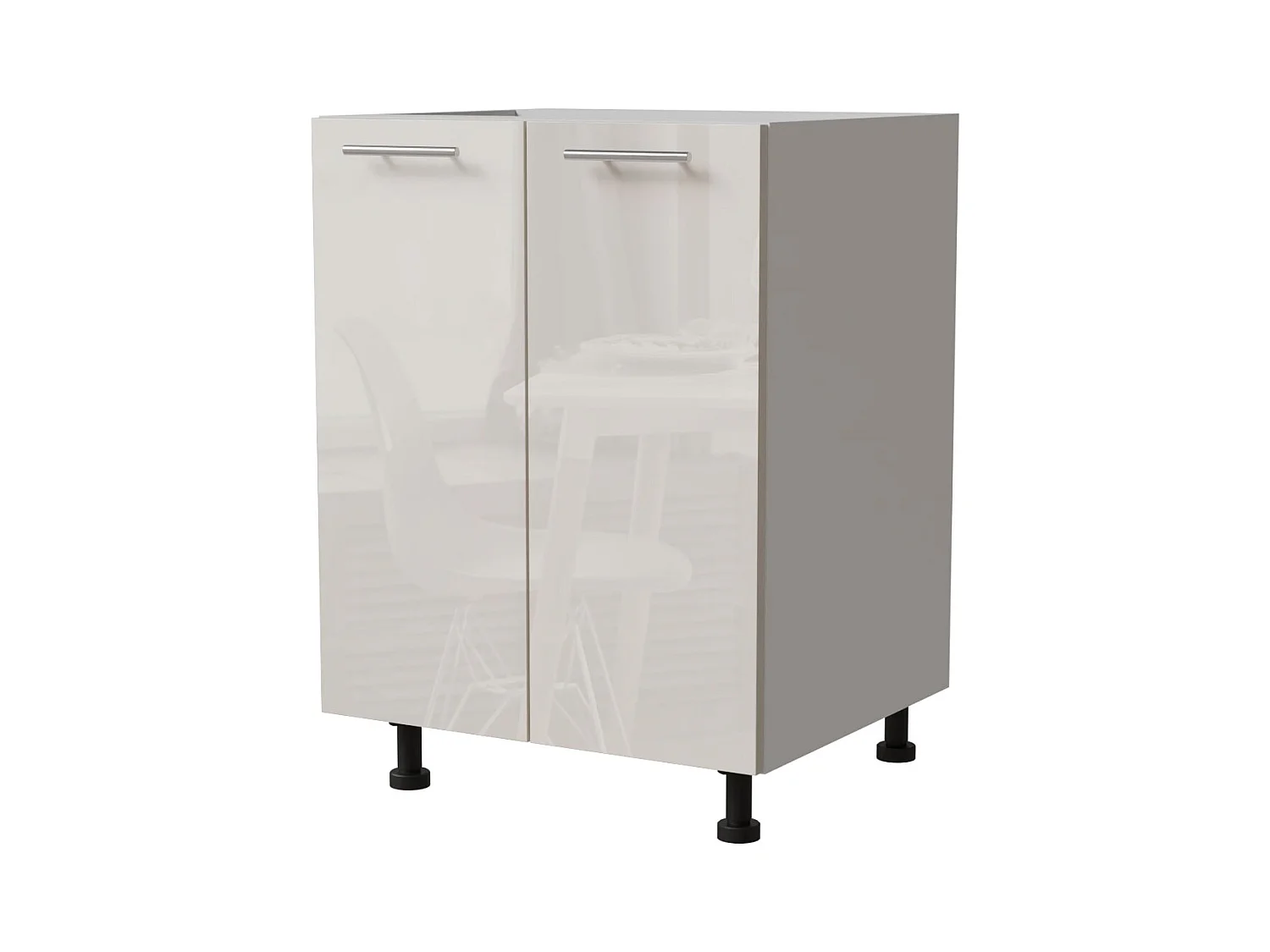 KÜCHENUNTERSCHRANK Brerra D11/60 RAL 9001 creme Hochglanz / weiß matt 60 / 50 / 82cm