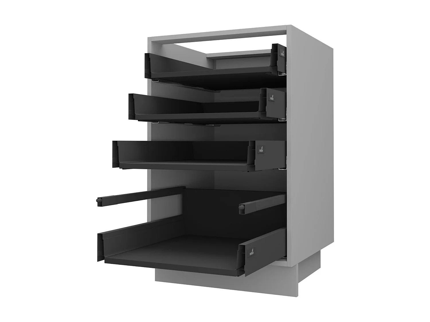 SCHUBLADENUNTERSCHRANK Brerra D4A/40 Korpus grau / Front RAL 3002 karminrot Hochglanz 40 / 50 / 82 cm