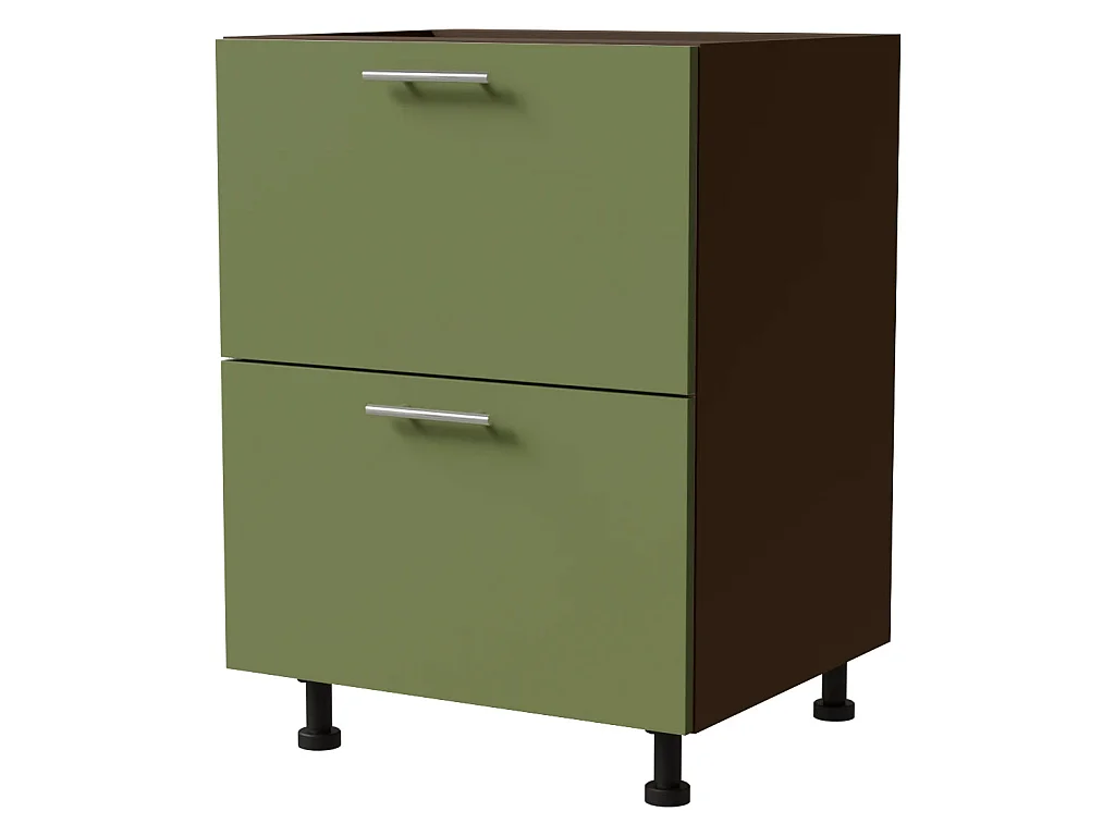 SCHUBLADENUNTERSCHRANK Brerra D2M/60 Korpus lava / Front RAL 6025 farngrün Matt 60 / 50 / 82 cm