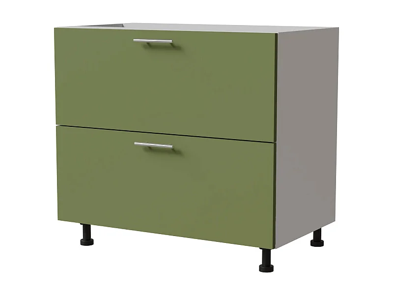 SCHUBLADENUNTERSCHRANK Brerra D2A/90 Korpus weiß / Front RAL 6025 farngrün Matt 90 / 50 / 82cm