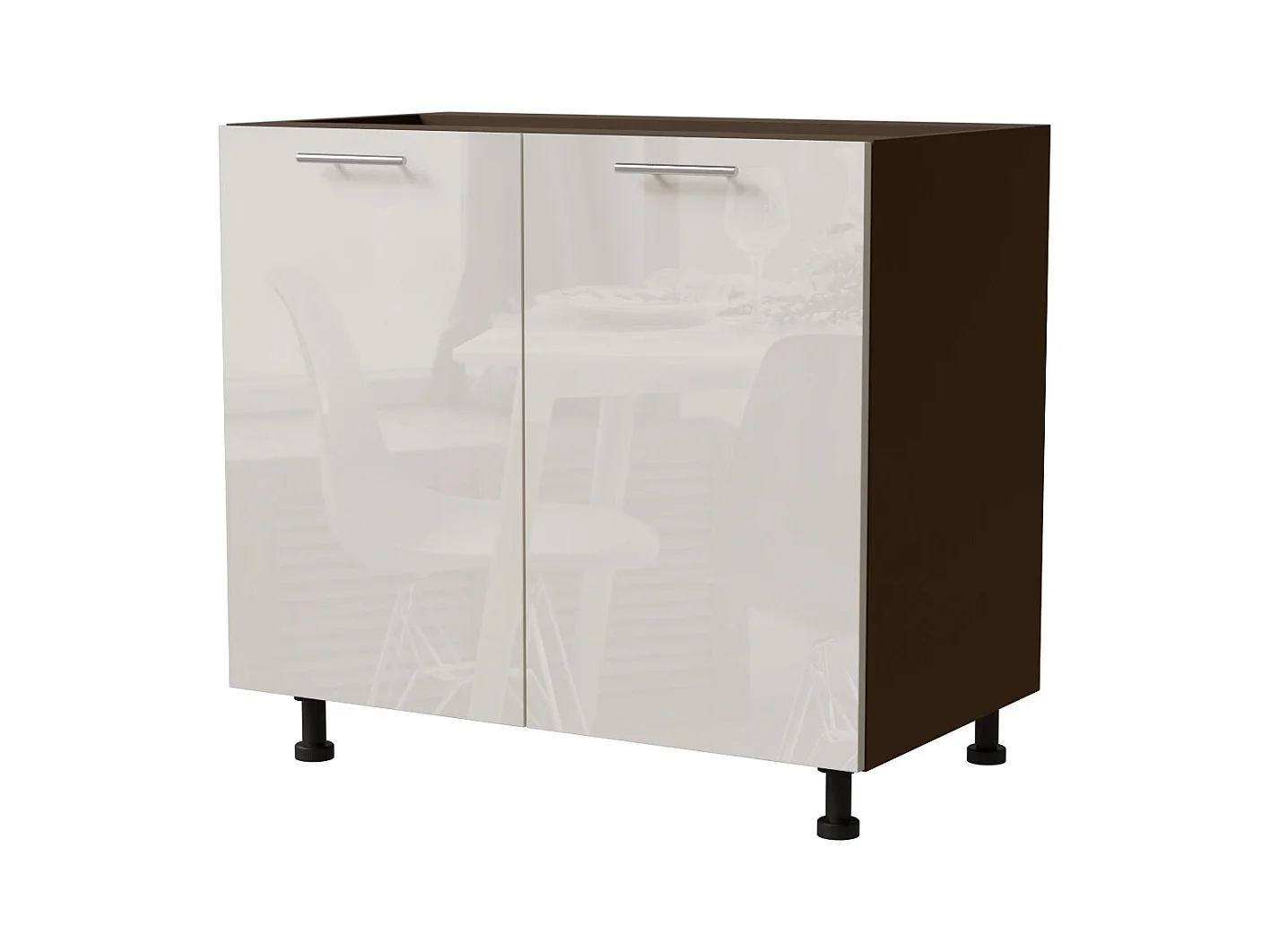 KÜCHENUNTERSCHRANK Brerra D11/90 Korpus lava / Front RAL 9001 cremeweiß Hochglanz 90 / 50 / 82 cm