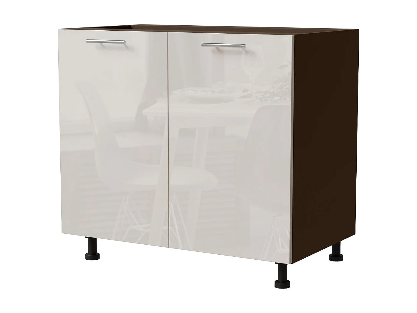 KÜCHENUNTERSCHRANK Brerra D11/90 Korpus lava / Front RAL 9001 cremeweiß Hochglanz 90 / 50 / 82 cm