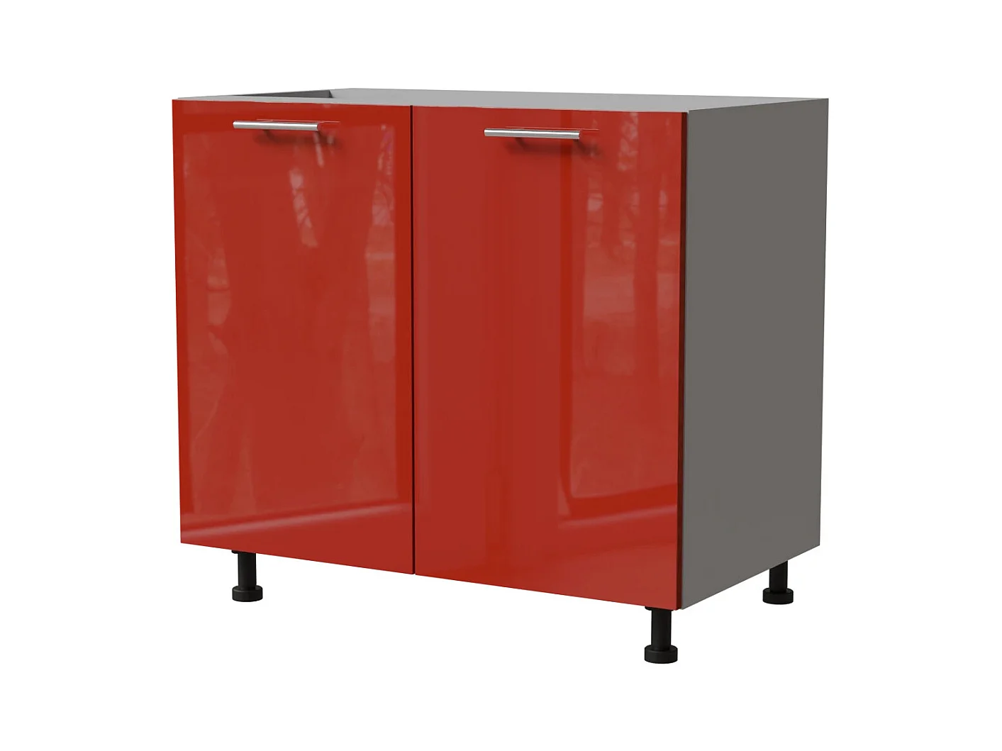 KÜCHENUNTERSCHRANK Brerra D11/90 Korpus grau / Front RAL 3002 karminrot Hochglanz 90 / 50 / 82 cm