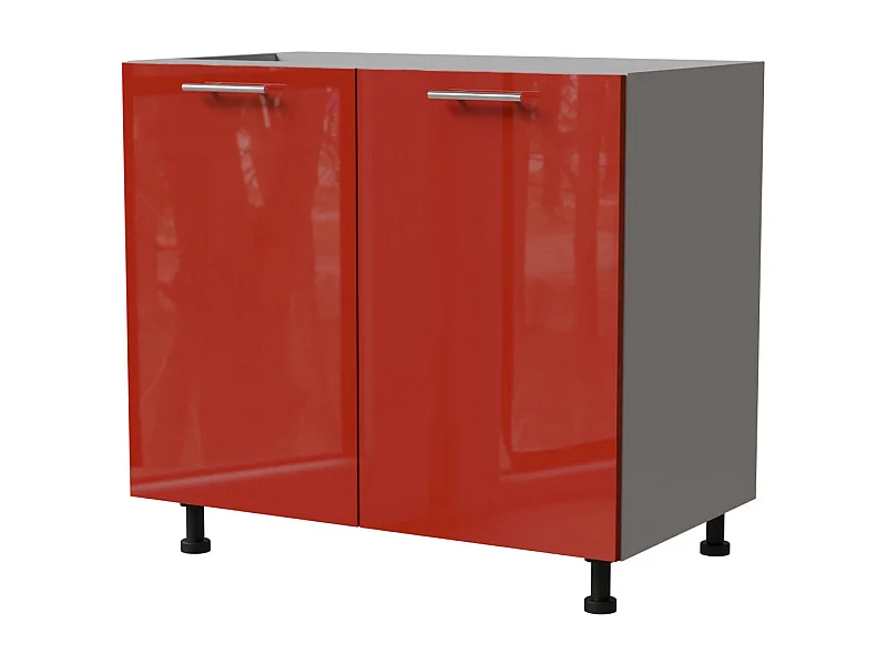 KÜCHENUNTERSCHRANK Brerra D11/90 Korpus grau / Front RAL 3002 karminrot Hochglanz 90 / 50 / 82 cm