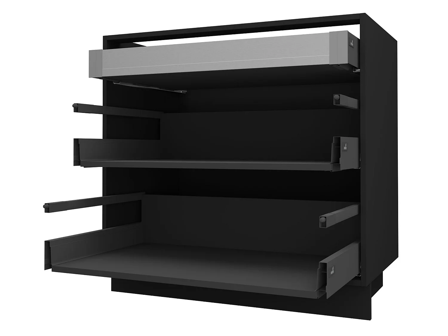 SCHUBLADENUNTERSCHRANK Brerra D2A/60/1A Korpus schwarz / Front RAL 9001 creme Hochglanz 60 / 50 / 82 cm