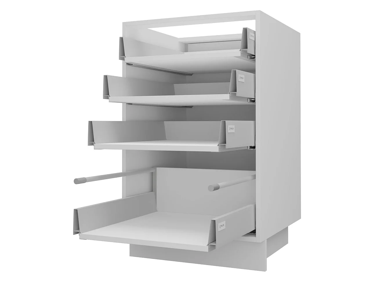 SCHUBLADENUNTERSCHRANK Brerra D4R/40 Korpus weiß / Front RAL Wunschfarbe (K5 oder K7) 40 / 50 / 82 cm