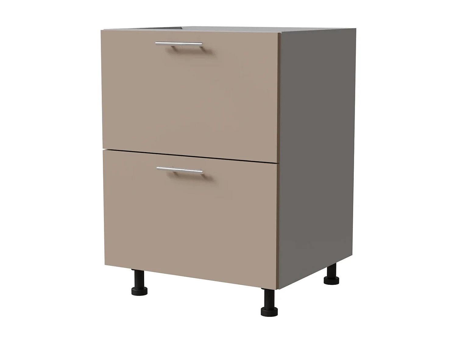 SCHUBLADENUNTERSCHRANK Brerra D2R/60 Korpus grau / Front RAL 1019 graubeige Matt 60 / 50 / 82 cm