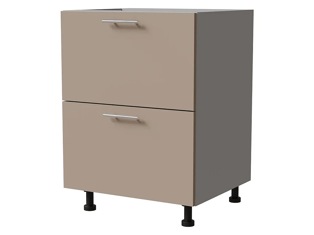 SCHUBLADENUNTERSCHRANK Brerra D2R/60 Korpus grau / Front RAL 1019 graubeige Matt 60 / 50 / 82 cm