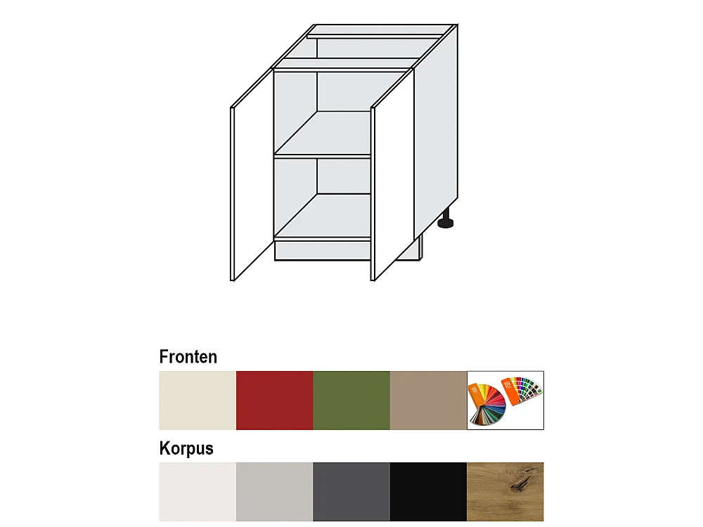 KÜCHENUNTERSCHRANK Brerra D11/60 RAL 6025 farngrün Matt / weiß matt 60 / 50 / 82cm
