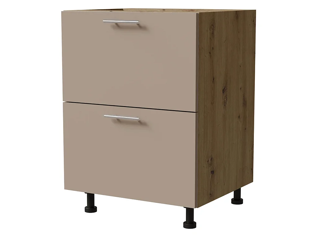 SCHUBLADENUNTERSCHRANK Brerra D2M/60 Korpus eiche artisan / Front RAL 1019 graubeige Matt 60 / 50 / 82 cm