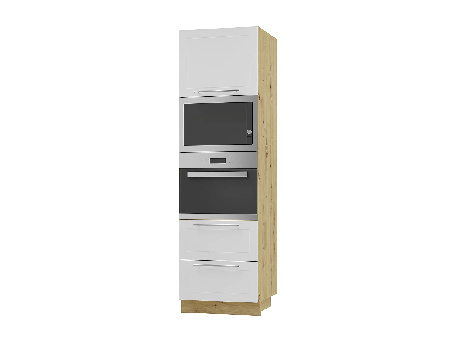 BACKOFEN-HOCHSCHRANK Kvantum D14/RU/2A/284 Weiß Matt / Eiche Artisan Matt 60 / 59 / 207cm