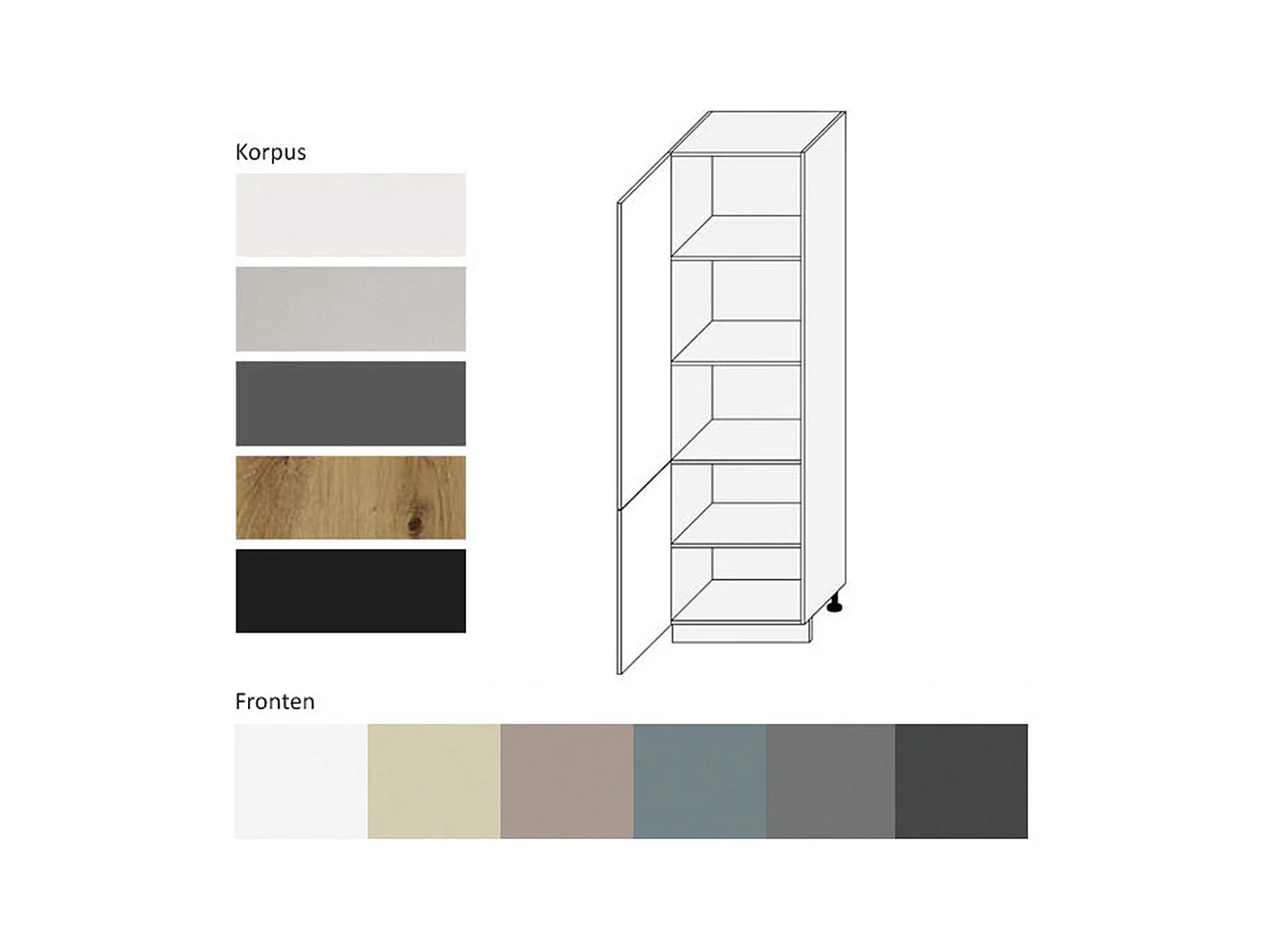 GESCHIRRSCHRANK Kvantum D14/DP/60/207 Vanille Matt / Schwarz Matt 60 / 59 / 207cm