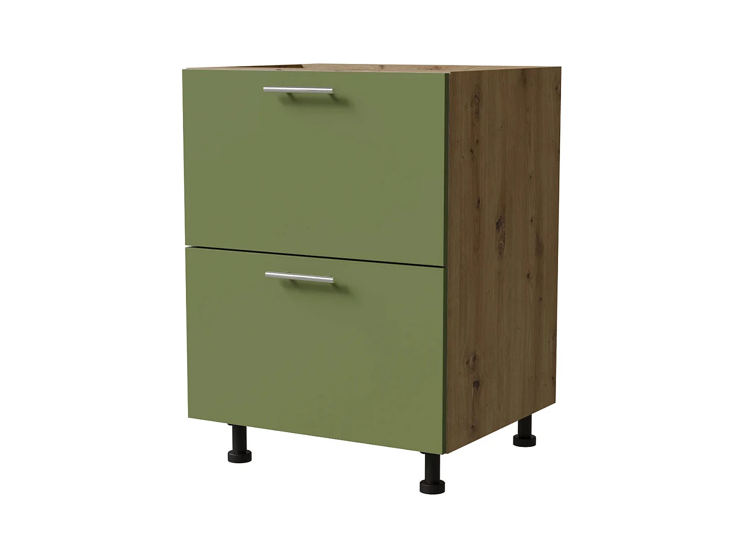 SCHUBLADENUNTERSCHRANK Brerra D2A/60/1A Korpus eiche artisan / Front RAL 6025 farngrün Matt 60 / 50 / 82 cm