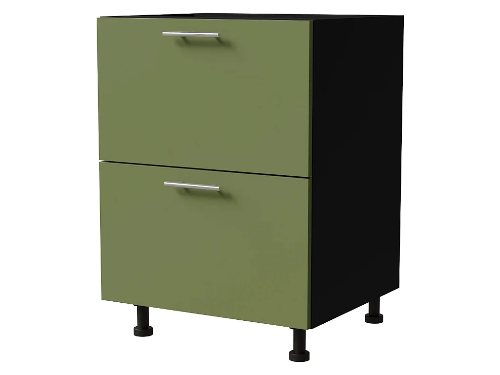 SCHUBLADENUNTERSCHRANK Brerra D2A/60/1A Korpus schwarz / Front RAL 6025 farngrün Matt 60 / 50 / 82 cm
