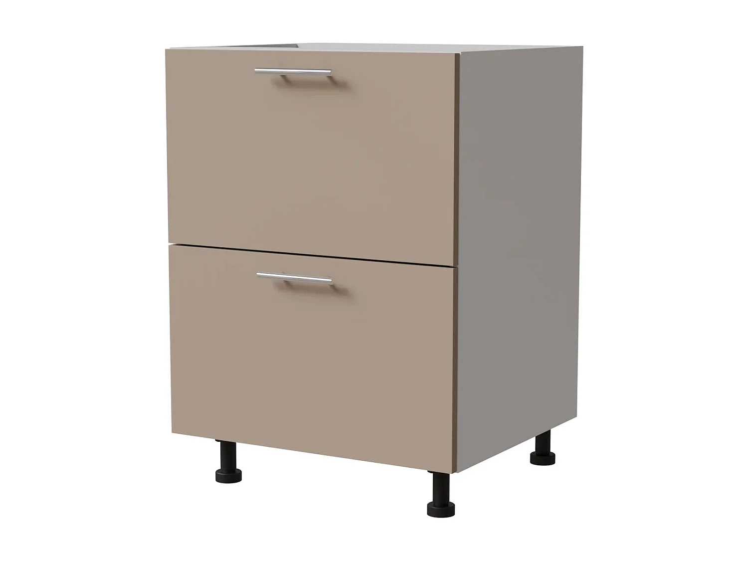 SCHUBLADENUNTERSCHRANK Brerra D2R/60 Korpus weiß / Front RAL 1019 graubeige Matt 60 / 50 / 82 cm