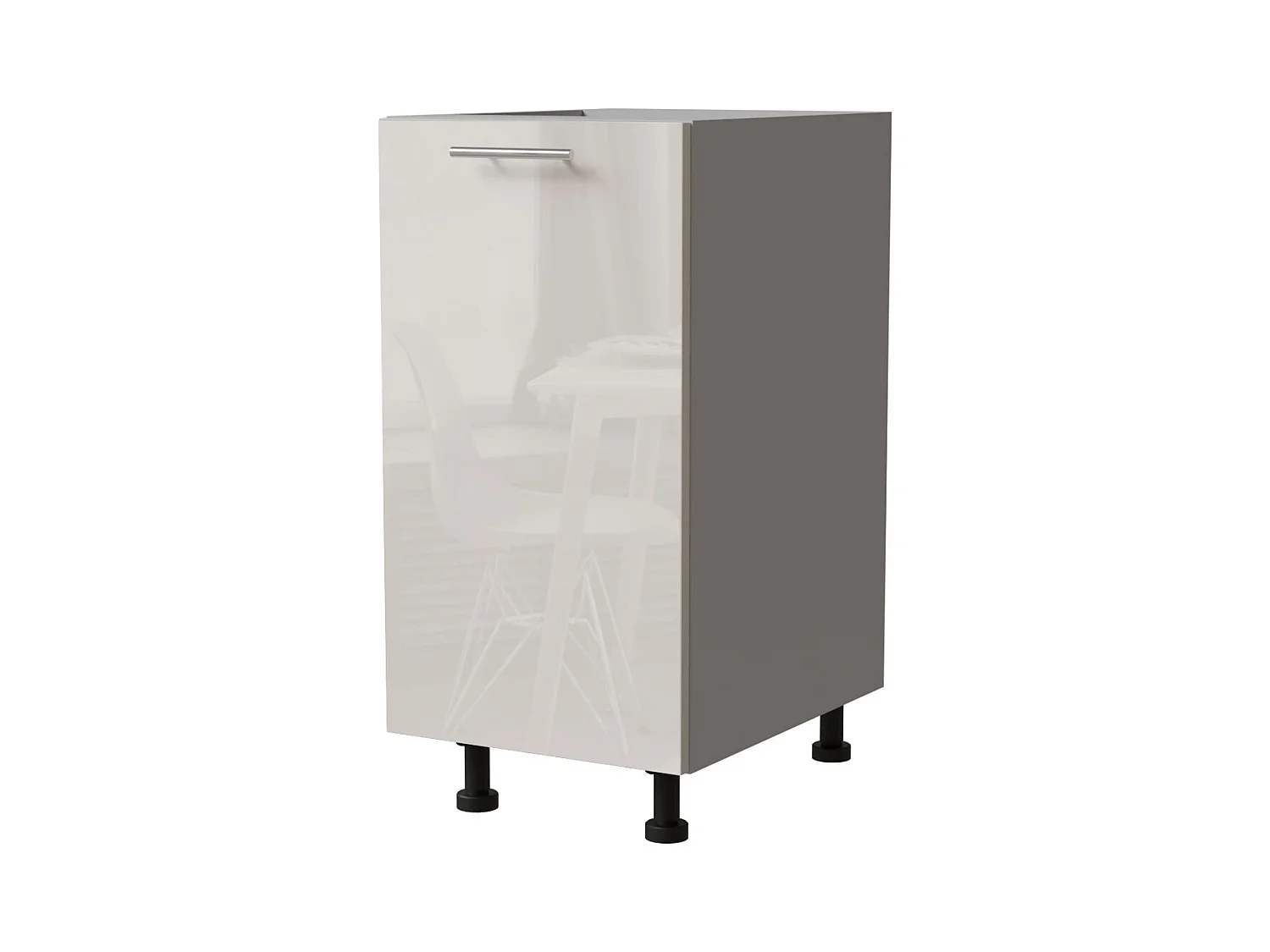 KÜCHENUNTERSCHRANK Brerra D1D/40/kargo RAL 9001 creme Hochglanz / grau 40 / 50 / 82 cm