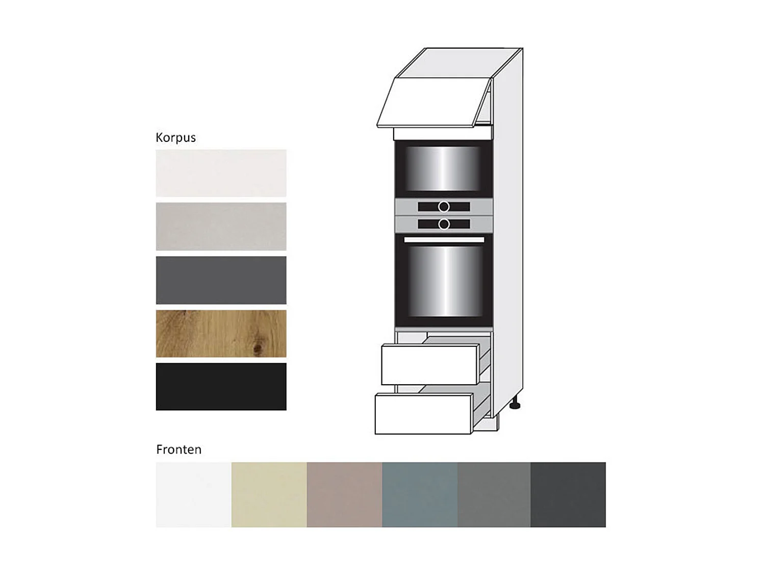 BACKOFEN-HOCHSCHRANK Kvantum D14/RU/2A/284 Dust Grey Matt / Eiche Artisan Matt 60 / 59 / 207cm