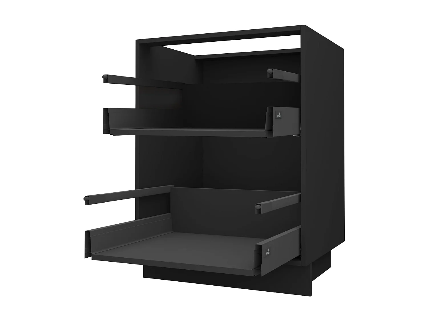 SCHUBLADENUNTERSCHRANK Brerra D2A/90 Korpus schwarz / Front RAL Wunschfarbe (K5 oder K7) 90 / 50 / 82cm