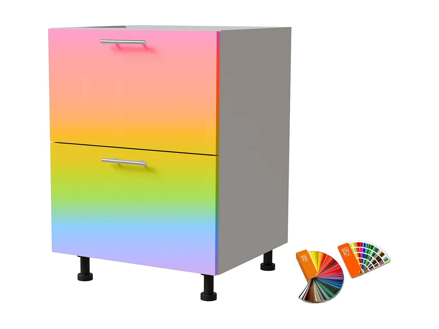 SCHUBLADENUNTERSCHRANK Brerra D2R/60 Korpus weiß / Front RAL Wunschfarbe (K5 oder K7) 60 / 50 / 82 cm