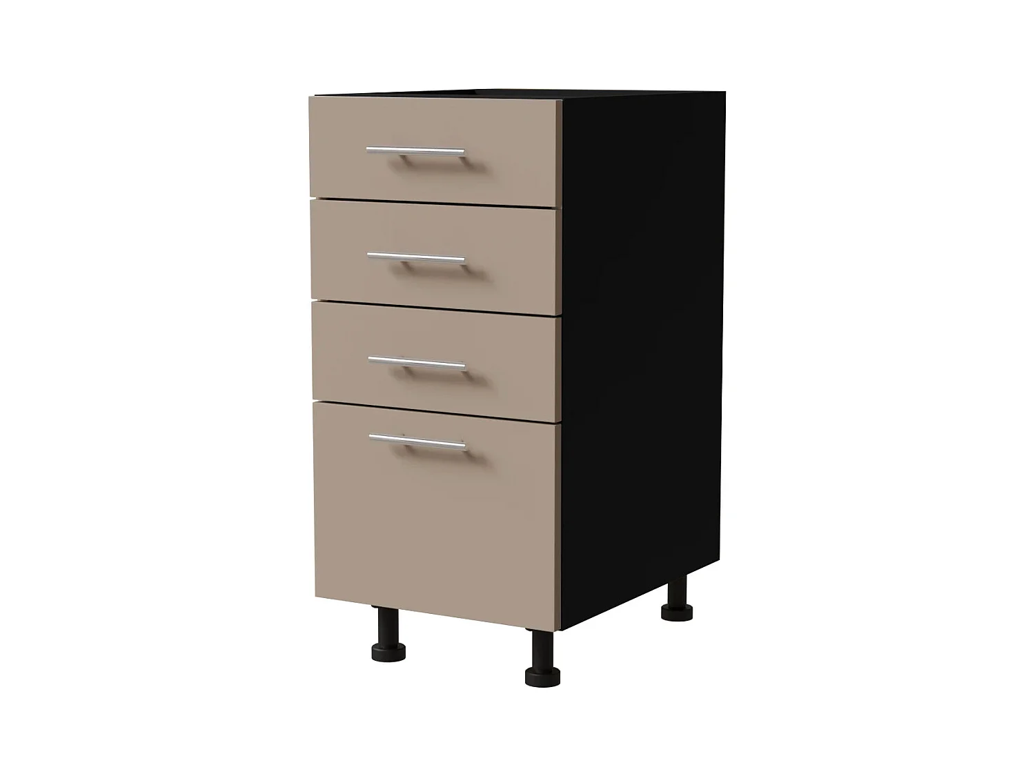 SCHUBLADENUNTERSCHRANK Brerra D4R/40 Korpus schwarz / Front RAL 1019 graubeige Matt 40 / 50 / 82 cm