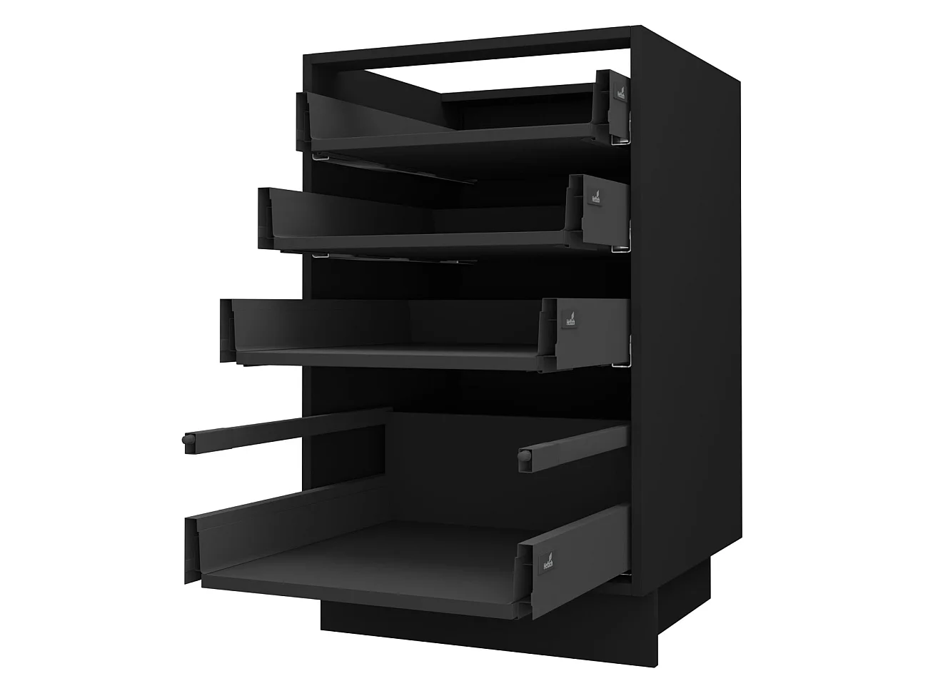 SCHUBLADENUNTERSCHRANK Brerra D4A/40 Korpus schwarz / Front RAL 9001 creme Hochglanz 40 / 50 / 82 cm
