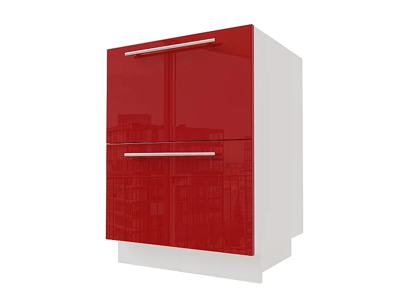 SCHUBLADENUNTERSCHRANK Brerra D2M/60 Korpus weiß / Front RAL 3002 karminrot Hochglanz 60 / 50 / 82 cm