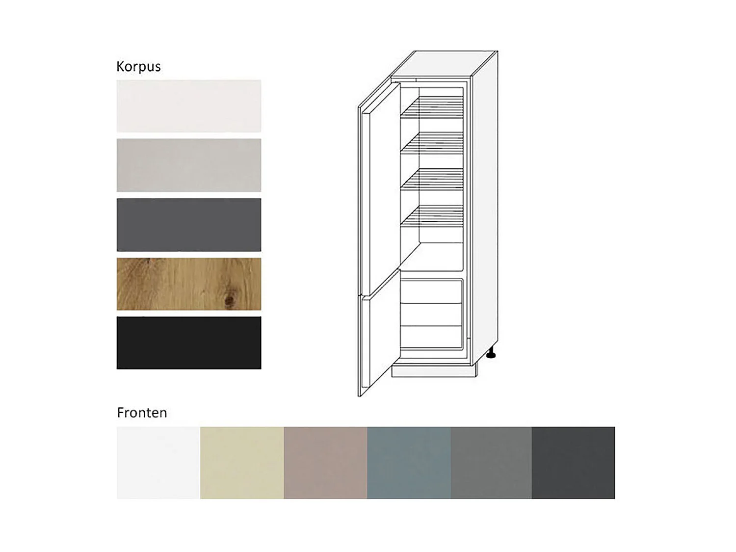 KÜHLSCHRANKUMBAU Kvantum D14/DL/60/207 Weiß Matt / Schwarz Matt 60 / 59 / 207cm