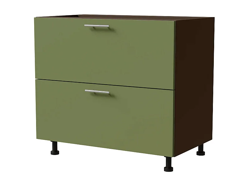 SCHUBLADENUNTERSCHRANK Brerra D2A/90 Korpus lava / Front RAL 6025 farngrün Matt 90 / 50 / 82cm