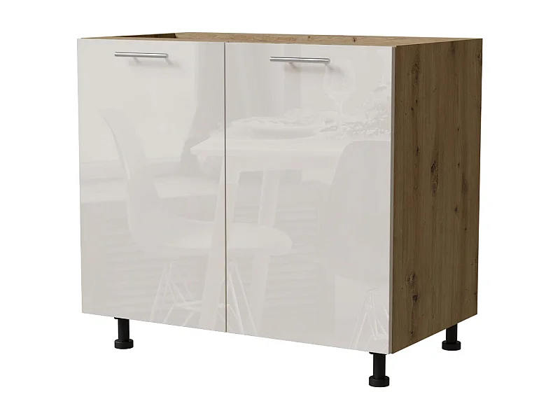 KÜCHENUNTERSCHRANK Brerra D11/90 Korpus eiche artisan / Front RAL 9001 creme Hochglanz 90 / 50 / 82 cm