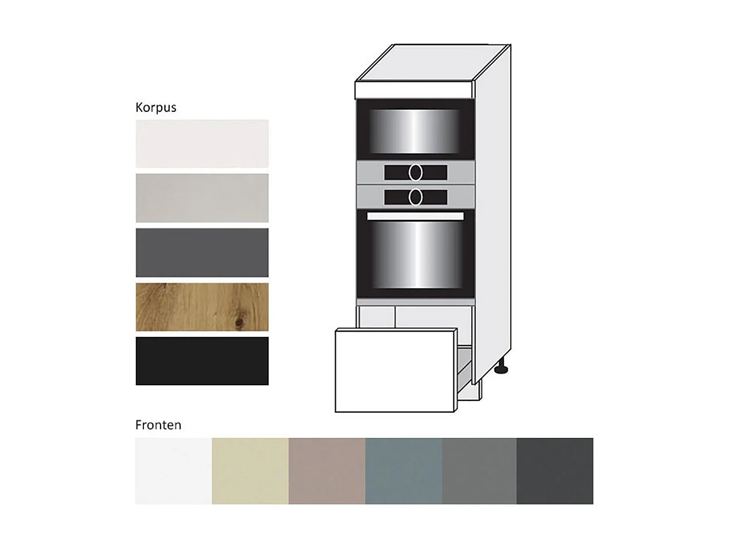 BACKOFENHOCHSCHRANK Kvantum D5AM/60/154 Dust Grey Matt / Schwarz Matt 60 / 59 / 154cm