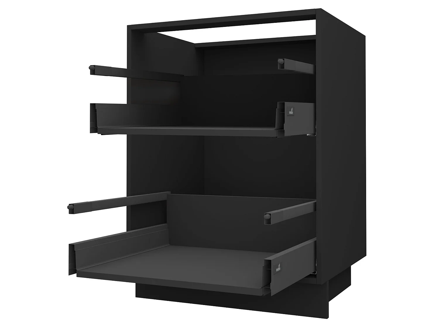 SCHUBLADENUNTERSCHRANK Brerra D2A/60 Korpus schwarz / Front RAL Wunschfarbe (K5 oder K7) 60 / 50 / 82 cm