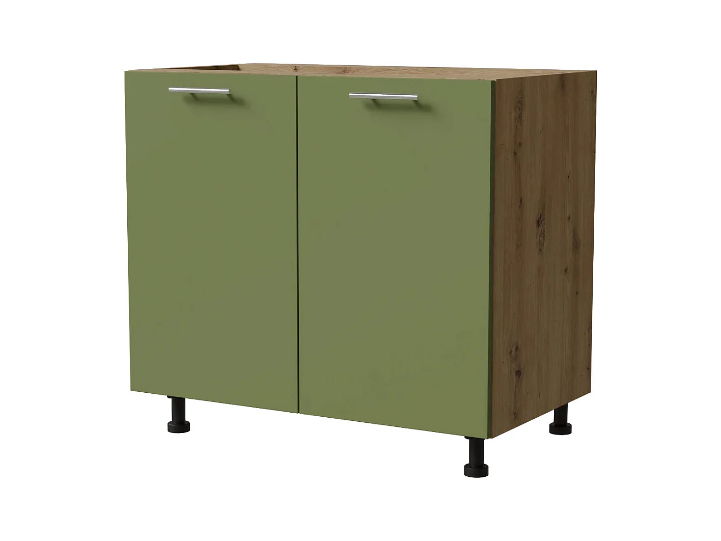 KÜCHENUNTERSCHRANK Brerra D11/90 Korpus eiche artisan / Front RAL 6025 farngrün Matt 90 / 50 / 82 cm