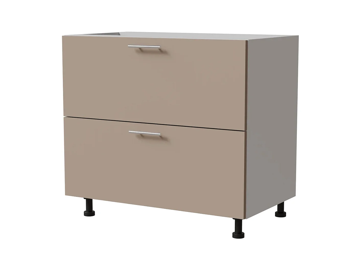 SCHUBLADENUNTERSCHRANK Brerra D2A/90 Korpus weiß / Front RAL 1019 graubeige Matt 90 / 50 / 82cm