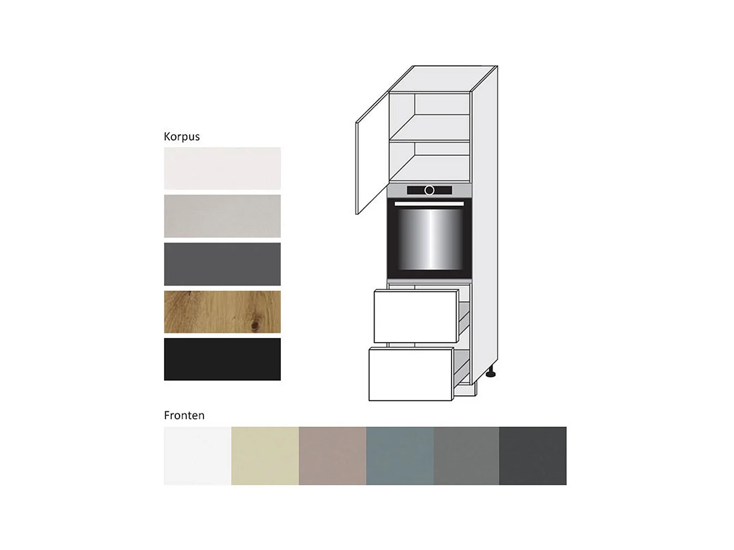 BACKOFEN-HOCHSCHRANK Kvantum D14/RU/2A/356 Weiß Matt / Weiß Matt 60 / 59 / 207cm